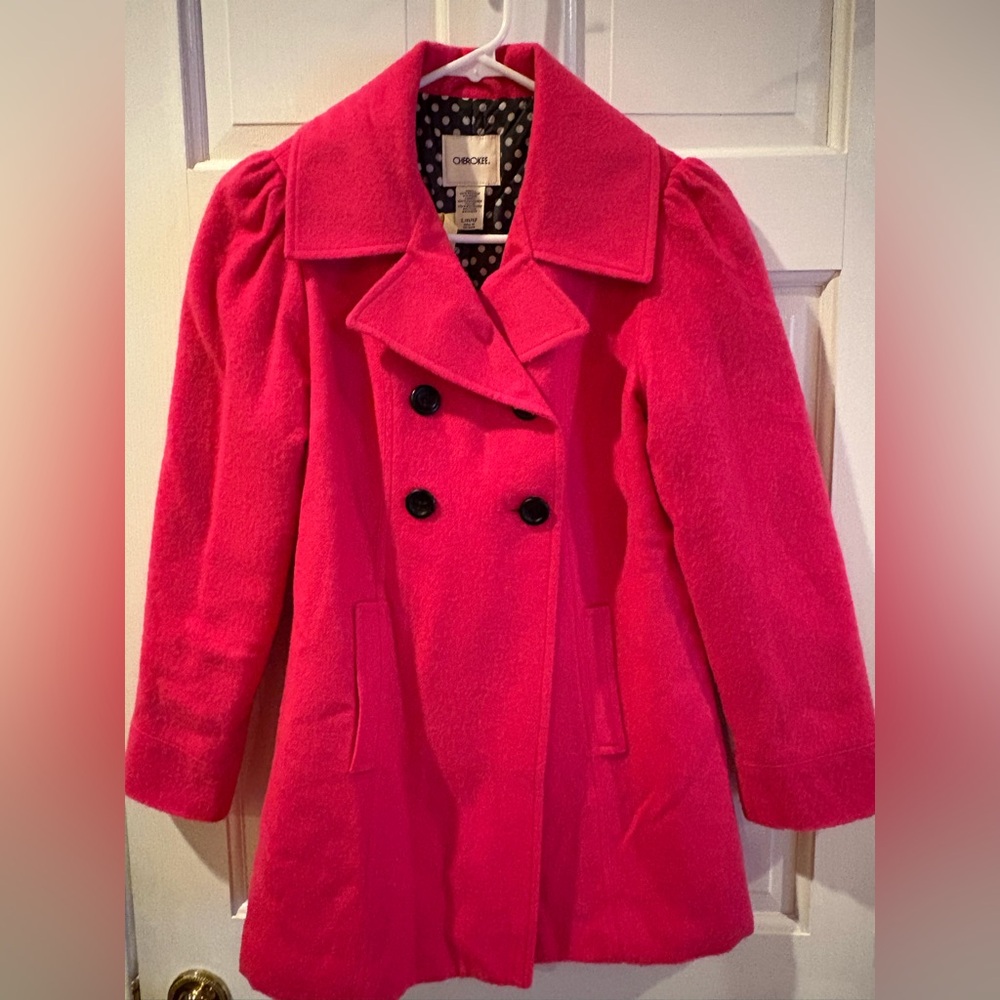 Girls Hot Pink Pea Coat